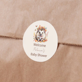 Schattigee egel Herfst Woodland Welkom Ronde Sticker