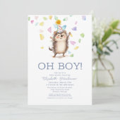 Schattigee egel Het is een jongen Baby shower Kaart (Staand voorkant)