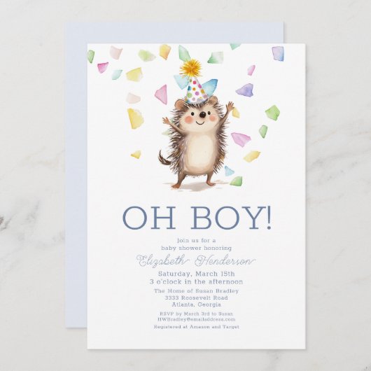 Schattigee egel Het is een jongen Baby shower Kaart (Voorkant / Achterkant)