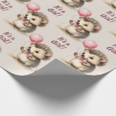Schattigee egel Het is een meisje Baby shower Cadeaupapier (Hoek)
