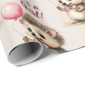 Schattigee egel Het is een meisje Baby shower Cadeaupapier (Rol Hoek)