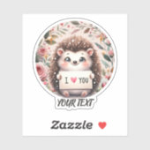 Schattigee egel Ik hou van je, klassieke ronde Sti Sticker (Vel)