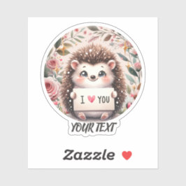 Schattigee egel Ik hou van je, klassieke ronde Sti Sticker