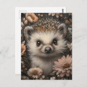Schattigee egel in een bloementuin briefkaart (Voorkant / Achterkant)
