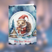 Schattigee egel in Santas Pet Sneeuwbol Kerst Kaart