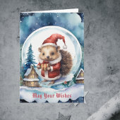 Schattigee egel in Santas Pet Sneeuwbol Kerst Kaart