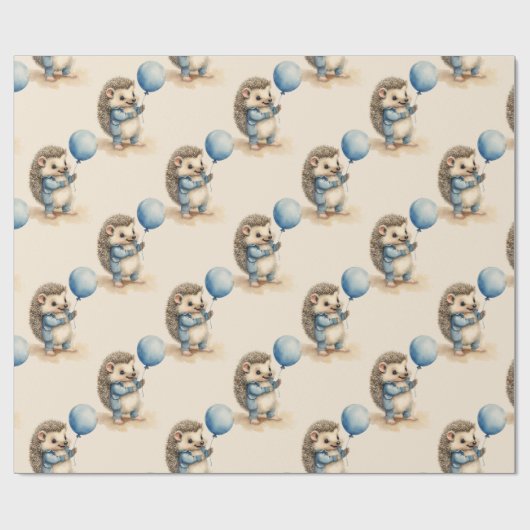 Schattigee egel jongen verjaardag cadeaupapier (Vlak)