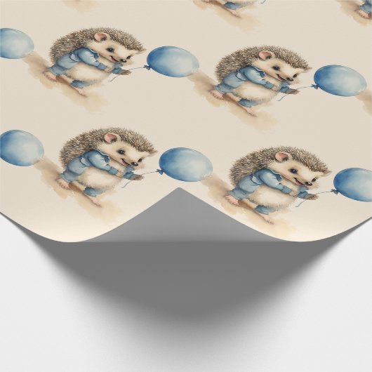 Schattigee egel jongen verjaardag cadeaupapier (Hoek)