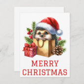 Schattigee Egel Kerst Kaart (Voorkant / Achterkant)