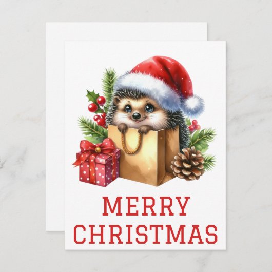 Schattigee Egel Kerst Kaart (Voorkant / Achterkant)