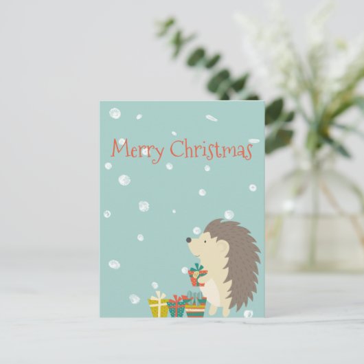 Schattigee egel | Kerstmis Briefkaart (Staand voorkant)