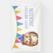 Schattigee egel, kinderverjaardagsfeestje spandoek (Verticaal)