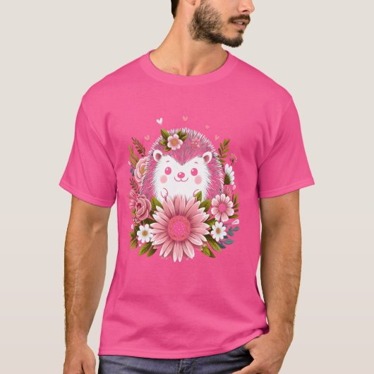 Schattigee egel met bloemetjes Shirt Funny Hedgeho (Voorkant)