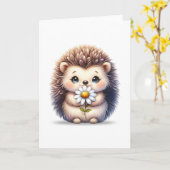 Schattigee egel met Daisy Blank Wenskaart Kaart (Gele Bloem)