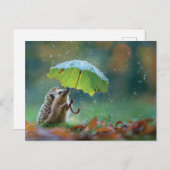 Schattigee egel met een bladparaplu briefkaart (Voorkant / Achterkant)