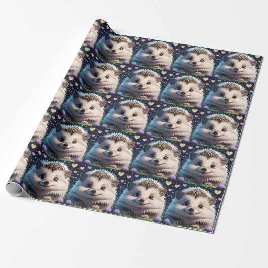 Schattigee egel met grote blauwe ogen cadeaupapier (Uitgerold)