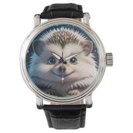 Schattigee egel met grote blauwe ogen horloge