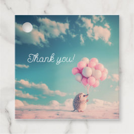 Schattigee egel met verjaardagsballonnen, aanpasba bedankjes labels