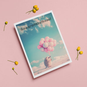 Schattigee egel met verjaardagsballonnen, aanpasba bedankkaart