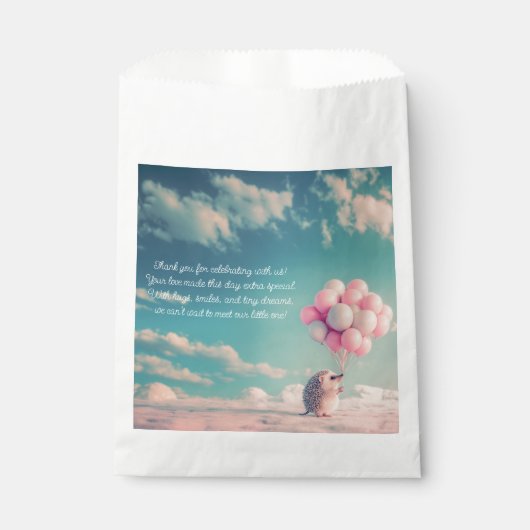 Schattigee egel met verjaardagsballonnen, aanpasba bedankzakje (Voorkant)