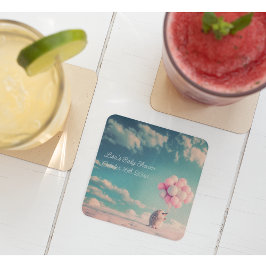 Schattigee egel met verjaardagsballonnen, aanpasba kartonnen onderzetters