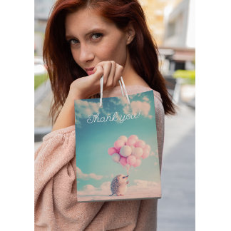 Schattigee egel met verjaardagsballonnen, aanpasba medium cadeauzakje