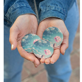 Schattigee egel met verjaardagsballonnen, aanpasba ronde button 3,2 cm