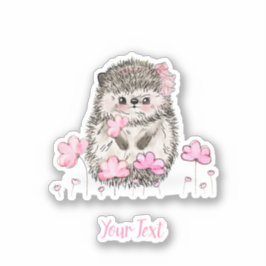 Schattigee egel roze bloemen tekst sticker