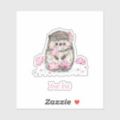 Schattigee egel roze bloemen tekst sticker (Vel)