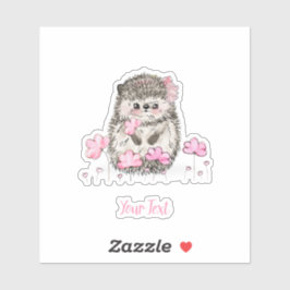 Schattigee egel roze bloemen tekst sticker