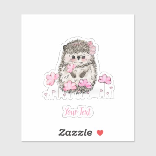 Schattigee egel roze bloemen tekst sticker (Vel)