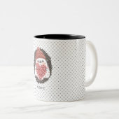 Schattigee egel roze hart naam tweekleurige koffiemok (Voorkant rechts)