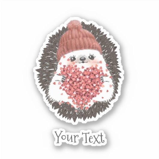 Schattigee egel roze hart tekst sticker (Voorkant)