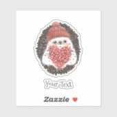 Schattigee egel roze hart tekst sticker (Vel)