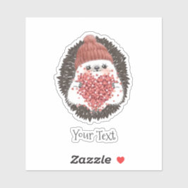 Schattigee egel roze hart tekst sticker