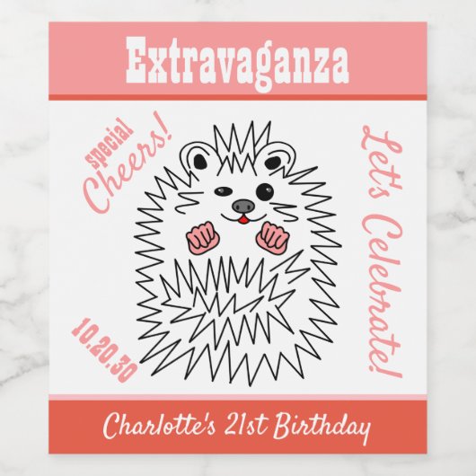 Schattigee egel. Speciale Proost. Gefeliciteerd Wijn Etiket (Enkel label)