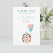 Schattigee egel verjaardag dank u kaart (Staand voorkant)