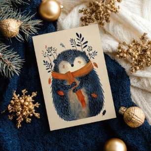 Schattigee egel Waterverf Woodland Animal Xmas Briefkaart