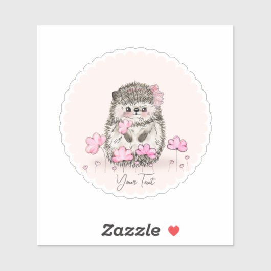 Schattigee egels & bloemen tekst roze sticker (Vel)