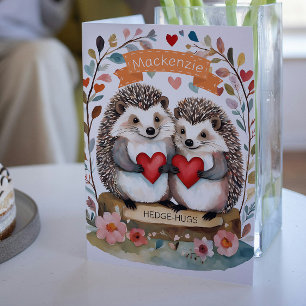 Schattigee egels Hedgehugs gepersonaliseerde Valen Feestdagen Kaart