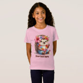 Schattigee egels liefhebbers meisjes strand t-shirt (Voorkant volledig)