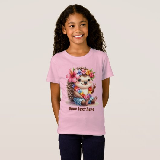 Schattigee egels liefhebbers meisjes strand t-shirt (Voorkant volledig)