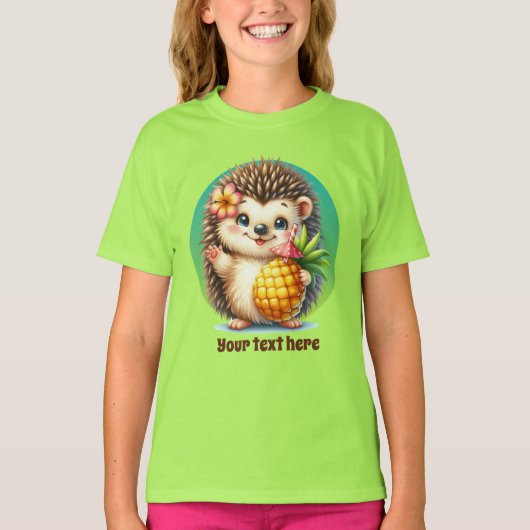 Schattigee egels liefhebbers meisjes strand t-shirt (Voorkant)