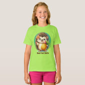 Schattigee egels liefhebbers meisjes strand t-shirt (Voorkant volledig)