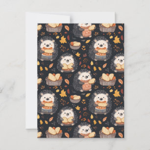 Schattigee egels met brood en herfstbladeren briefkaart