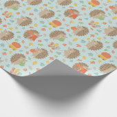 Schattigee egels met Little Leaves Blue Cadeaupapier (Hoek)
