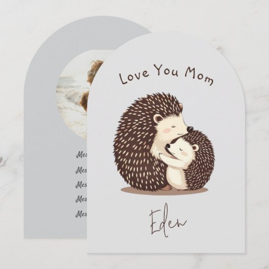 Schattigee Egels Mom aangepaste foto & bericht Arc Kaart (Voorkant / Achterkant)