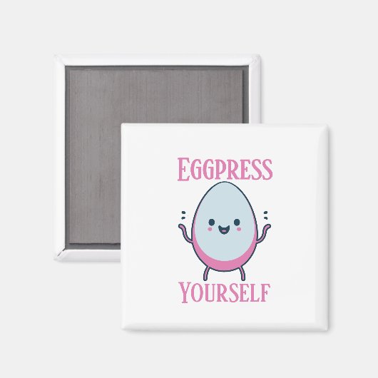 Schattigee "Eggpress Yourself" Funny Pun Magnet (Voorkant / Achterkant)