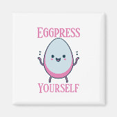 Schattigee "Eggpress Yourself" Funny Pun Magnet (Voorkant)