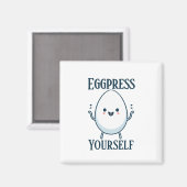 Schattigee "Eggpress Yourself" Funny Pun Magnet (Voorkant / Achterkant)